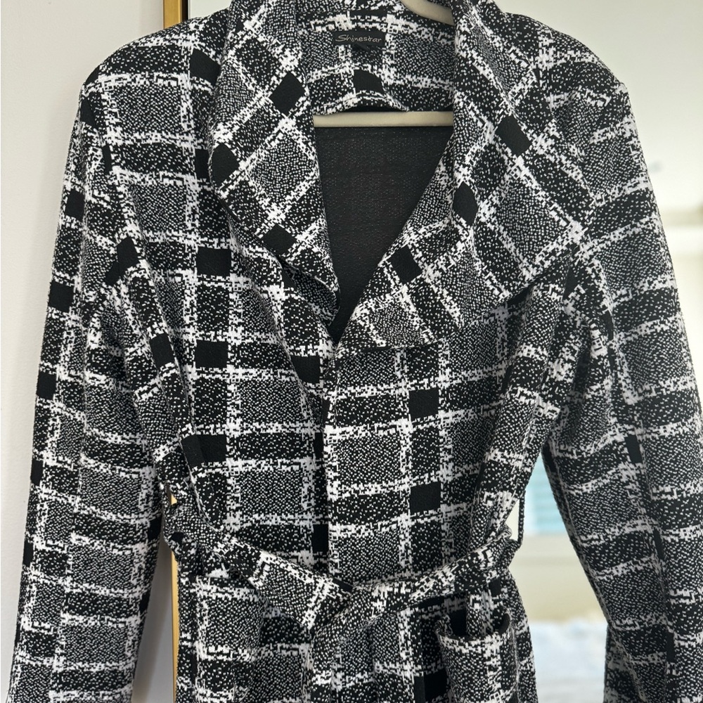 Belted sweater trench cardigan